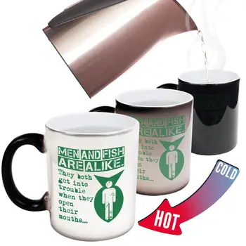 

Fishing Mugs Drowning Worms Men and Fish Are Alike Christmas MAGIC MUG