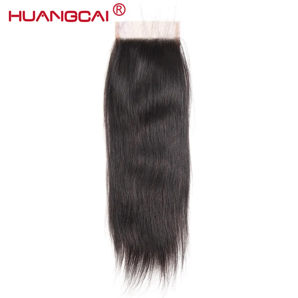 

Huangcai Straight human hair Lace Closure with baby hair 4x4inch size 130% non remy hair free part no shed and tangle 8-18inch