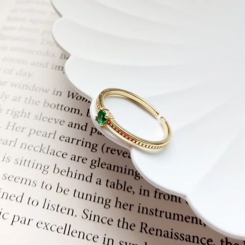 925 пробы Серебряное тонкое кольцо женское кольцо с индексом Halo Круглый зеленый циркон камень ювелирные изделия с точками крошечные обручальные кольца - Цвет камня: as photo