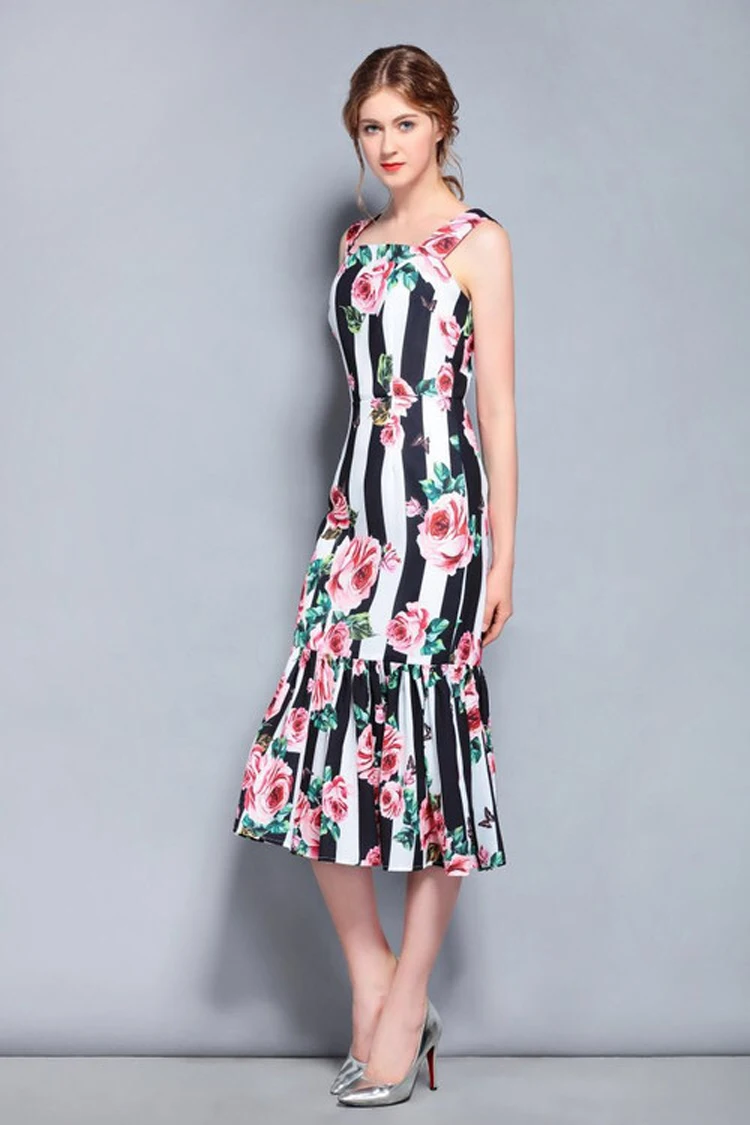 Black and white stripes strap dress (5)