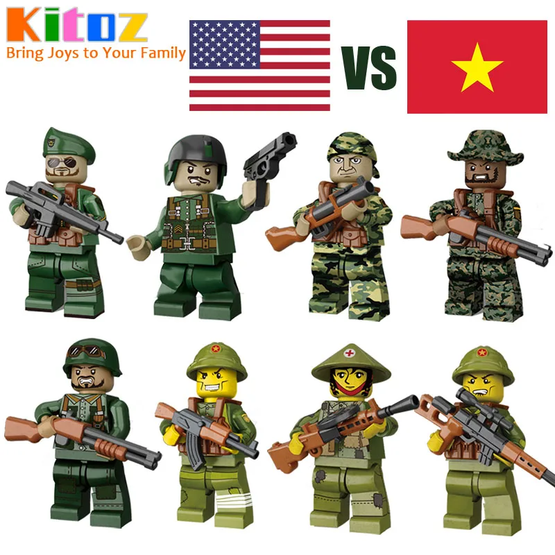 Игрушечная мини кукла kiitoz Vietnam War VS USA Army с оружие военные строительные блоки для