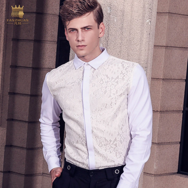 camisa para hombre, camisa blanca con flores de encaje, diseño Palacio, 713206|designer shirtsfashion design shirt - AliExpress
