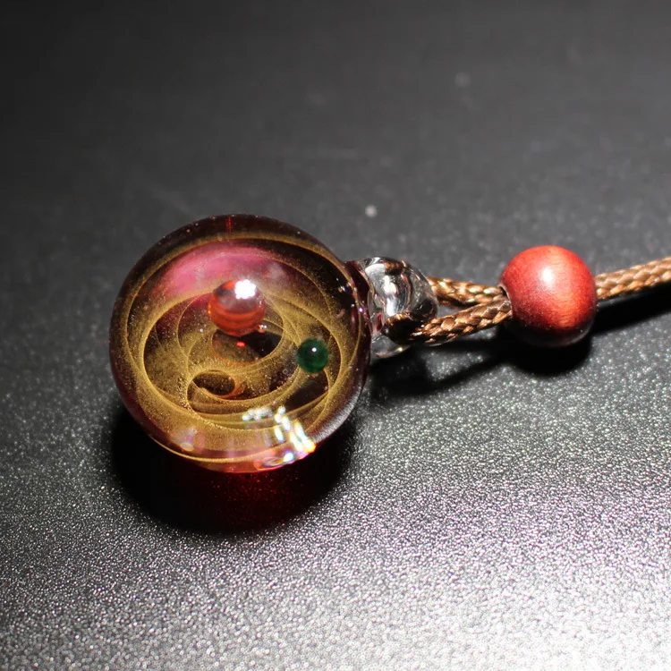 Ожерелье из разноцветного стекла с бусинами и планетами, цепочка из галактики, дизайн солнечной системы, ожерелье для женщин, рождественский подарок - Окраска металла: 5