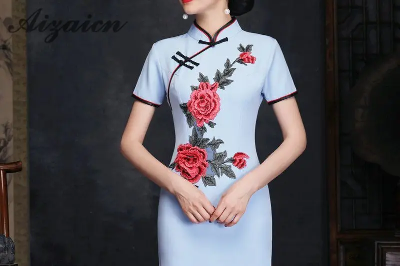 Шелк Длинные Cheongsam Qipao для женщин Формальные Vestidos Красный пикантные китайское традиционное платье костюмы плюс размеры восточные платья