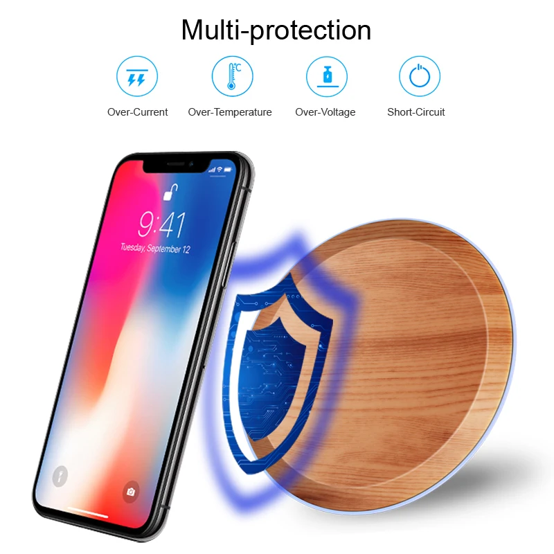 CinkeyPro الخشب اللاسلكية وسادة الشاحن مع مصباح ليد 5 W شحن ل فون 8 X سامسونج XiaoMi تهمة الهاتف المحمول USB تشى جهاز