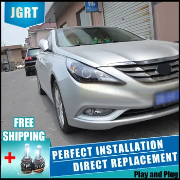 

2PCS LED Headlights For Hyundai Sonata8 2013 Car Led Lights Double Xenon Lens Car Accessories Daytime Running Lights Fog Light