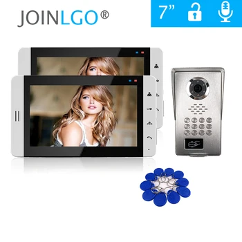 

FREE SHIPPING 7" Touch Key 2 White Monitors Video Door Phone Intercom Kit + Waterproof RFID Code Keypad Unlock Doorbell Camera