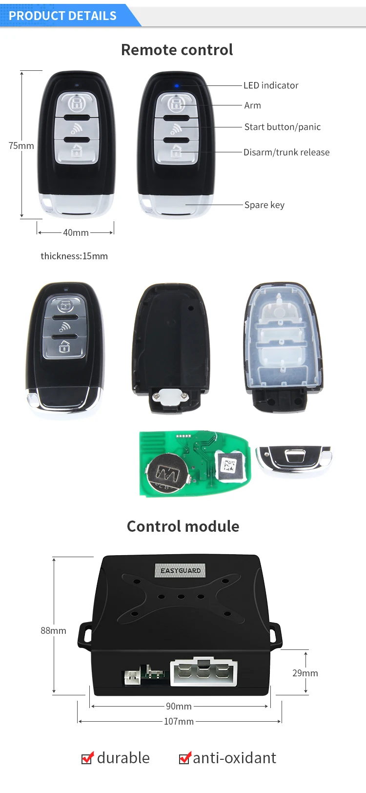 EASYGUARD Автомобильная охранная сигнализация с PKE Пассивный бесключевой вход дистанционный запуск двигателя остановка без ключа go система кнопка запуска