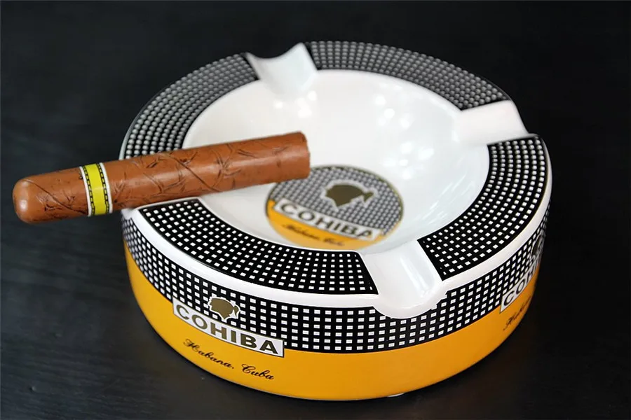 Лидер продаж, европейская оригинальная керамическая пепельница COHIBA для сигар, кубинская пепельница для сигар, аксессуары для дома, 4 держателя, костяной порт, Куба, Испания