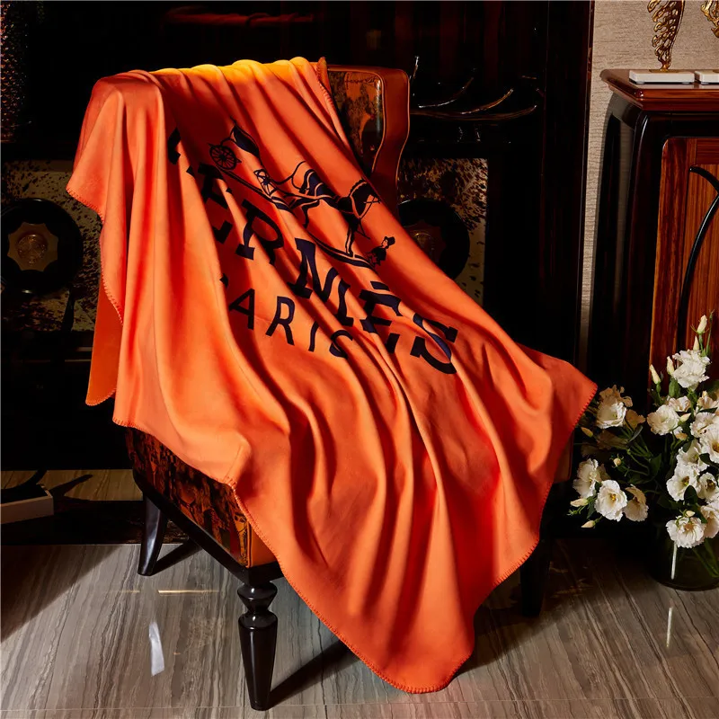 

Brand H Throw Blanket Weighted Plaid Decorations Home Winter Chunky Knitted Wool Blankets Fleece for Adult Travel Office