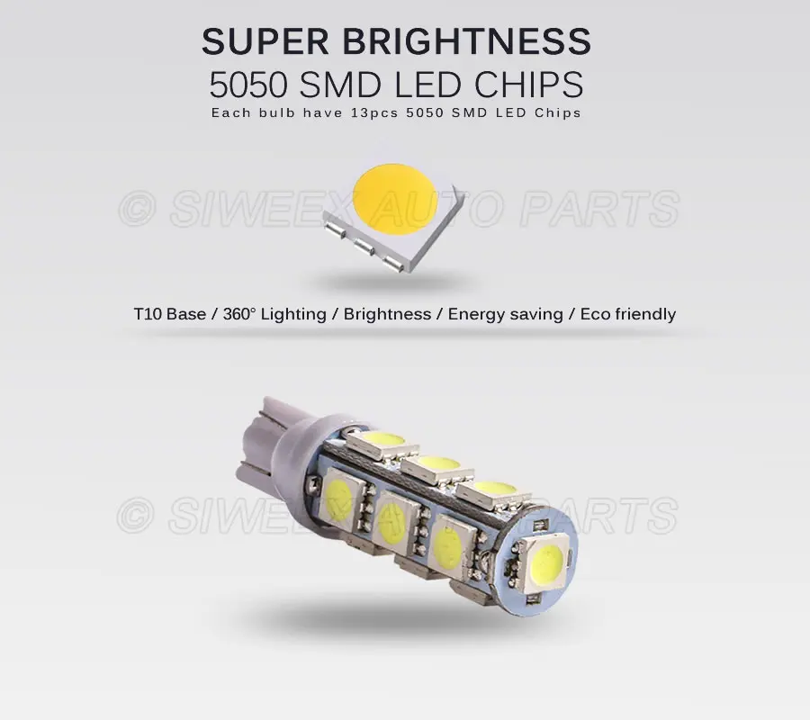 1 шт. T10 W5W 13 SMD 5050 светодиодный 194 168 192 авто боковые Габаритные светильник номерного