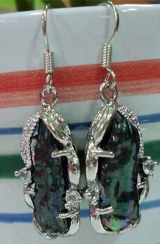 

Hot selling> shitou 00486 Beautiful! Natural Black Pearl Earring AAA -Bride jewelry free shipping