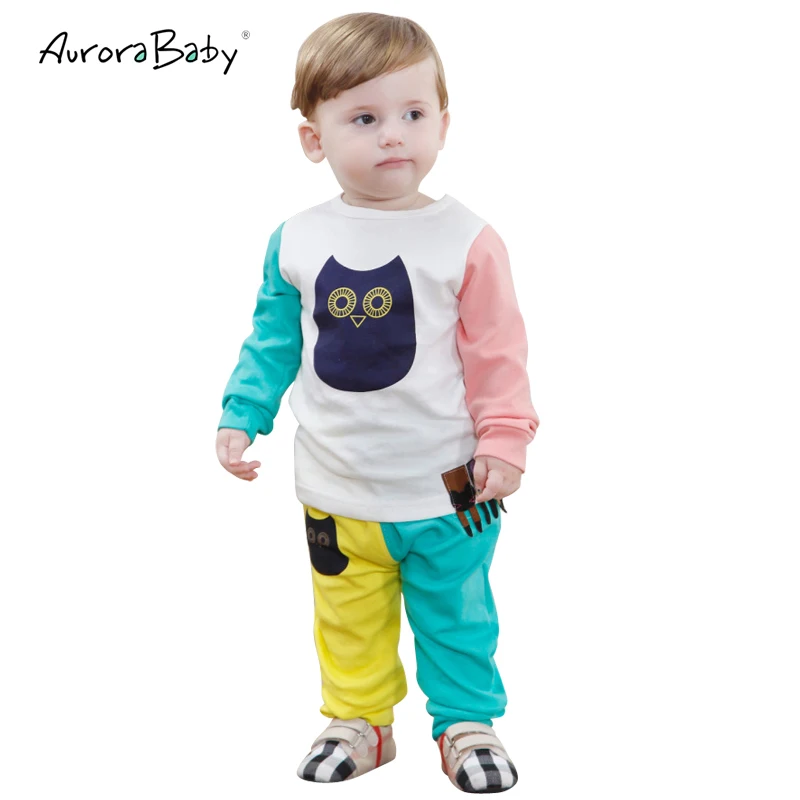 AuroraBaby комплект одежды для маленьких мальчиков пальто и штаны милая сова девочек