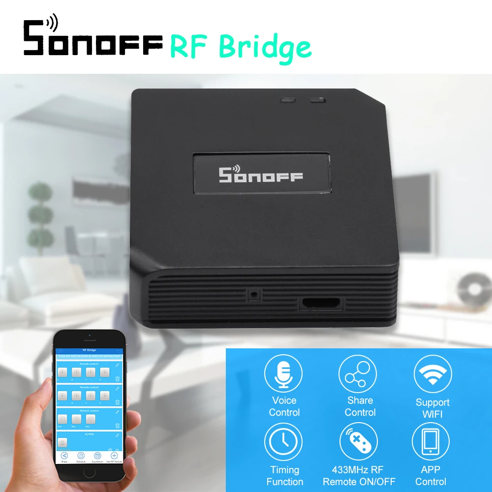 

20pcs SONOFF RF Bridge ITEAD 433MHz Smart Home Automation Module Wifi Wireless Switch Timer DIY Convert Smart Remote Controller