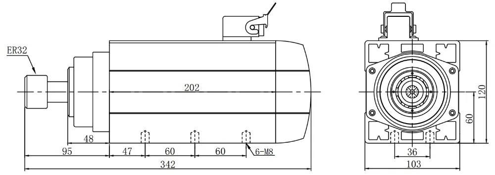 4.5kW быстроходного шпинделя фасонно-фрезерного станка с ЧПУ 18000 об/мин ER32 быстроходный деревообрабатывающий фрезерный станок воздуха охлаждающего мотор шпинделя 9.2A/15.3A шпиндель для гравировочной машинки