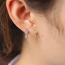 Элегантная изящная Минимальная Коллекция ювелирных изделий милый подарок для девочки двойной ободок cz очарование серебро 925 пробы шикарная серьга