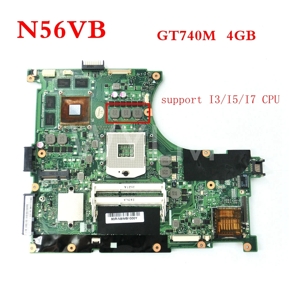 

N56VB GT740M 4G mainboard REV2.3 For ASUS N56V N56VB N56VM N56VJ N56VZ N56VV Laptop motherboard 60NB0160-MB4000-231