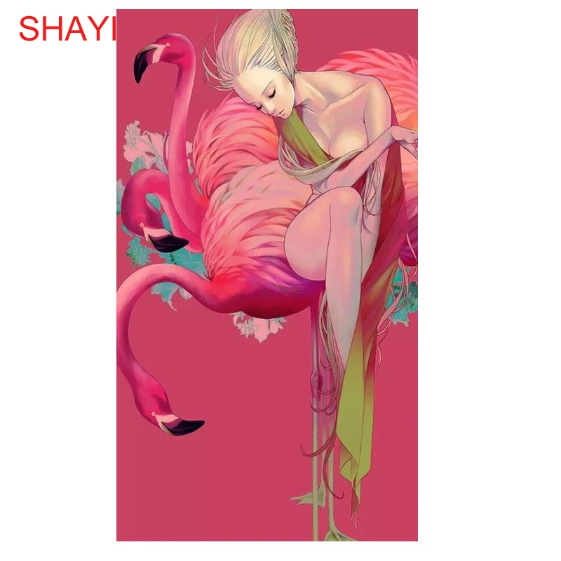 

SHAYI Diamond Painting Flamingo Full Square /Round 5D DIY Diamond Embroidery Cross Stitch Home Decor Accessories Mosaic Animals