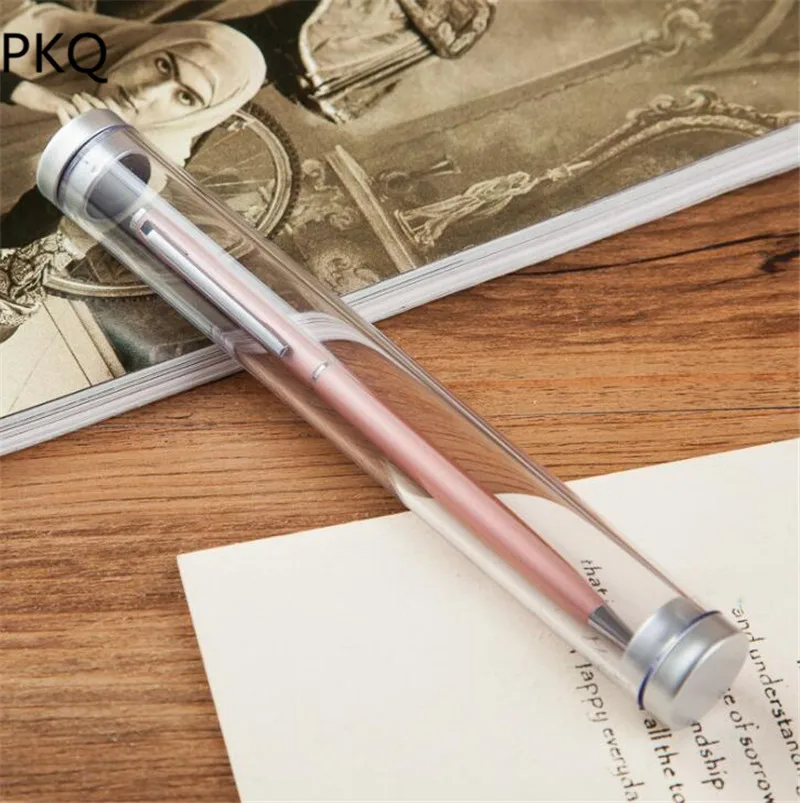 

15x2cm Long Transparent Box Plastic Pen Case Clear Pen Case Pen Packaging Boxes Office School Supplies Round Gift Box