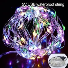Гирлянды светодиодные фонари 10 м 33ft 100led 5 в с питанием от USB открытый теплый белый/RGB медный провод Рождественский фестиваль свадебные украшения