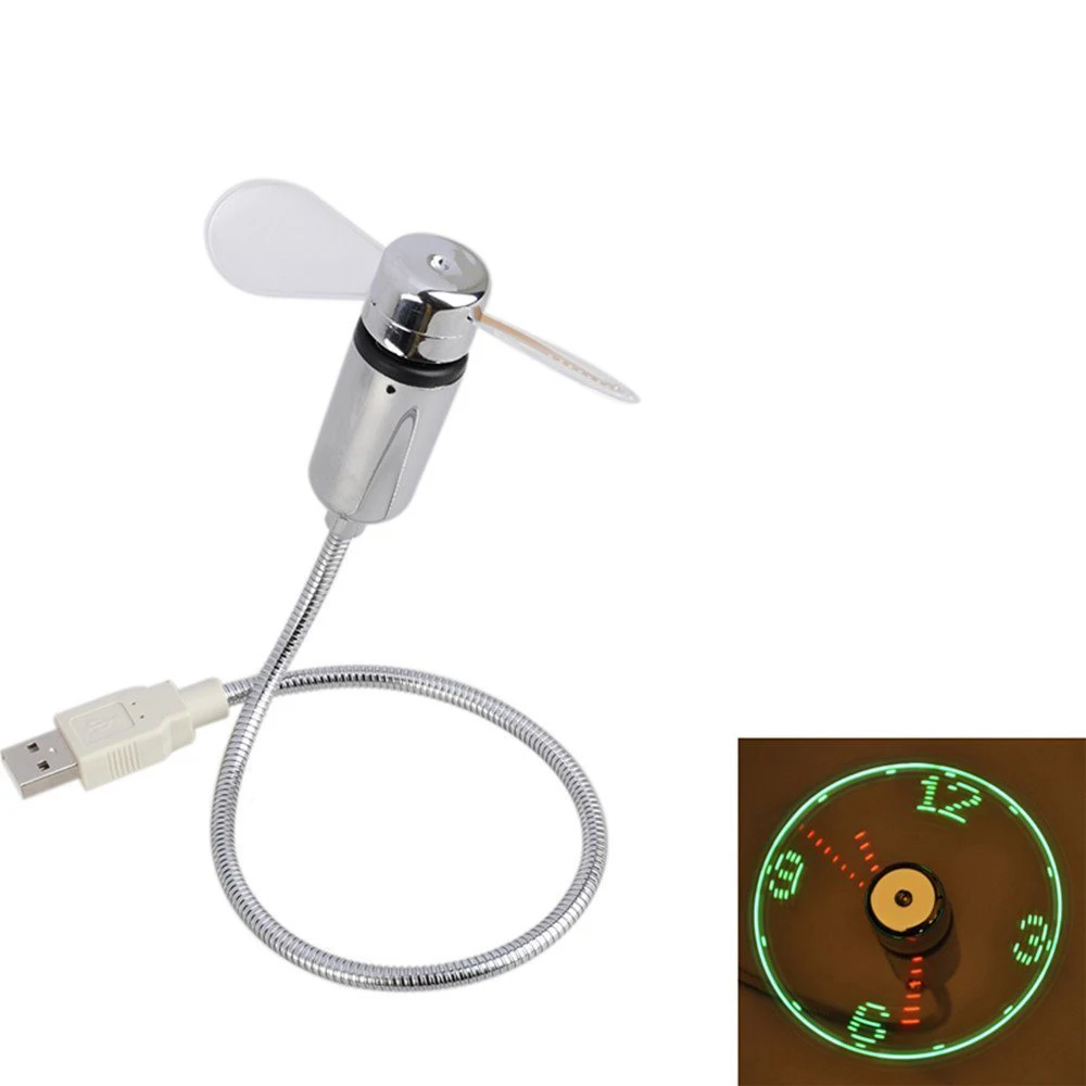 

USB LED Clock Fan with Real Time Display Function,USB CLOCK FAN,Silver