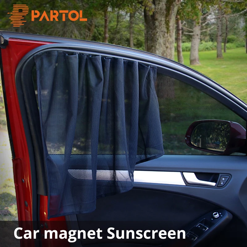 

Partol BLACK COLOR Gauze 2pcs/pack Universal Protection Car Windows Side Curtains Automobile Front/Rear Window Sunlight Shield