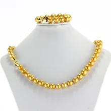 SNH 11-13 мм AA edison Круглый Золотой Цвет жемчужное ожерелье 22 ''браслет 7,8'' натуральные ювелирные изделия из настоящего жемчуга набор