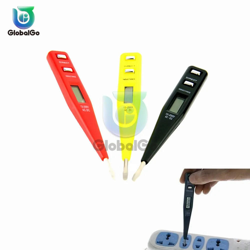 

AC DC 12V-250V Voltage Tester Pen LCD Digital AC/DC Voltage Detector Continuity Voltage Detection Pen Inductance Detector Sensor