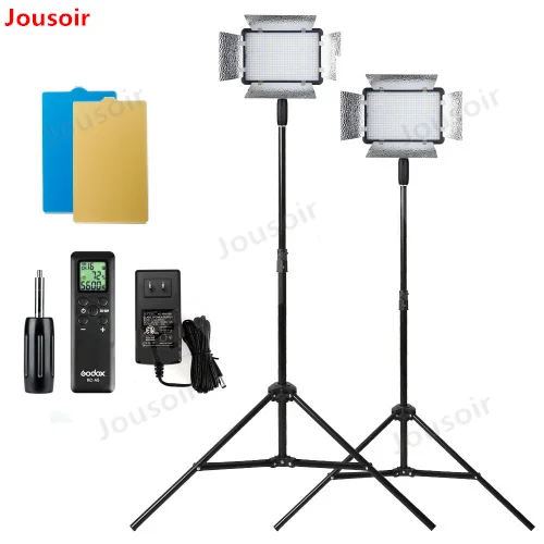 2X Godox LED500LRW 5600K студия видео Светильник w/отражатели + пульт дистанционного