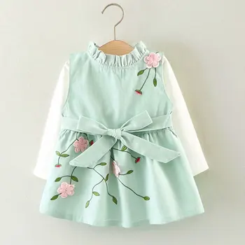 

Baby Girl Flower Long Sleeve Princess Dressing For Newborns Birthday Party Dress Warm Spring Autumn Outerwear Toddler Clothing