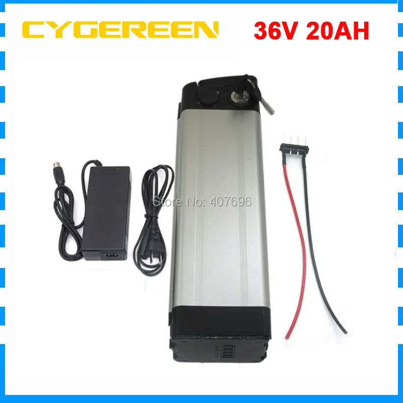 Perfect 36V Electric bike battery 36V 20AH 1000W silver fish li-ion 36 V 20AH lithium Battery Bottom discharge free shipping 2