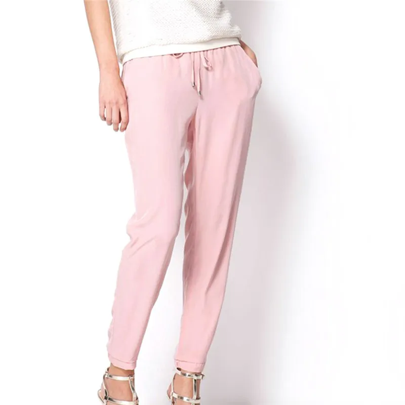 

Autumn Spring Fashion Women Casual Strappy Pants Elastic Waist Bright Color