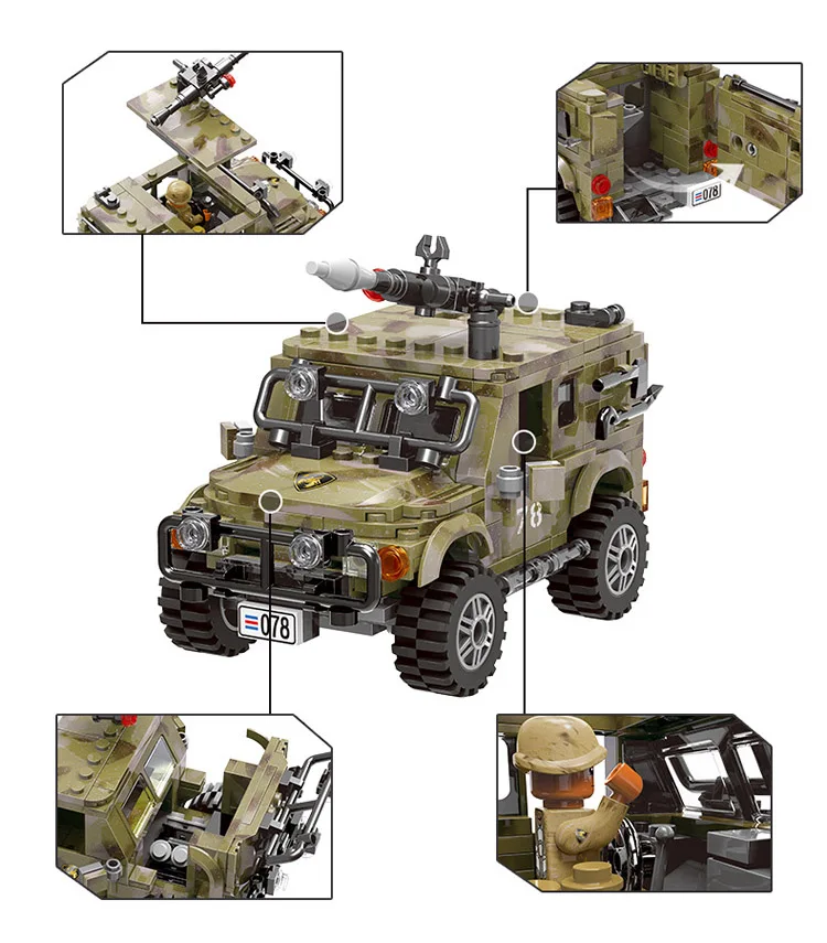 Xingbao Военная война джип модель строительные блоки армейская моделька автомобиля