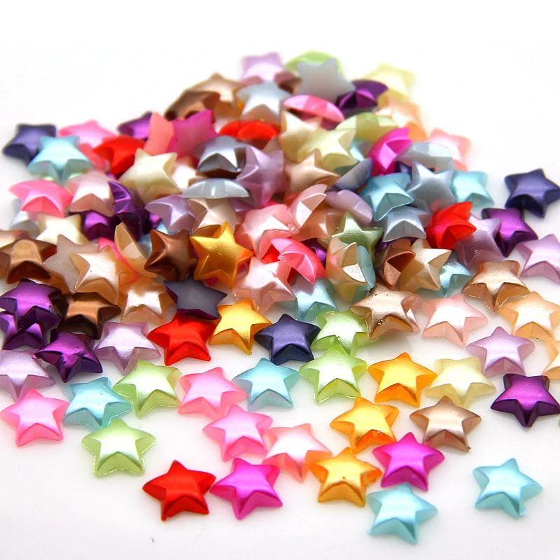 

200Pcs/Lot 10mm Colorful Handmade Half Pearl Acrylic Star Beads For Diy Making Wedding Arts Crafts Apparel Sewing Garment Beads