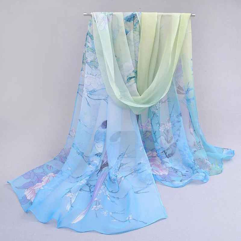 

100pcs/lot feminino rushed cachecol skull of spring and autumn thin polyester chiffon silk women summer sun scarves shawl