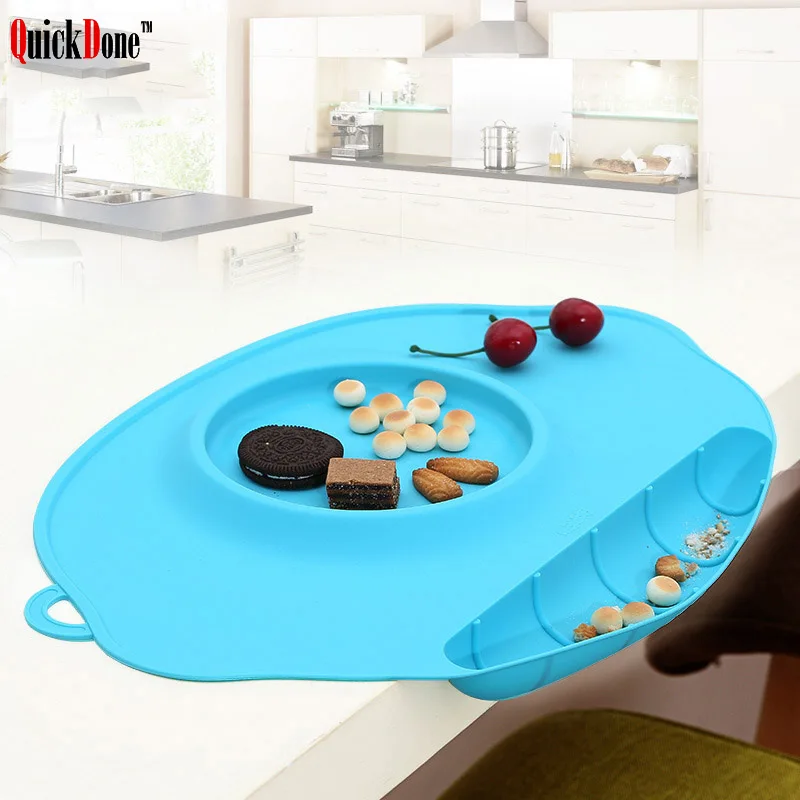 QuickDone Baby Silicone Placemat Bar Mat Kids Plate Mat Table Silicone