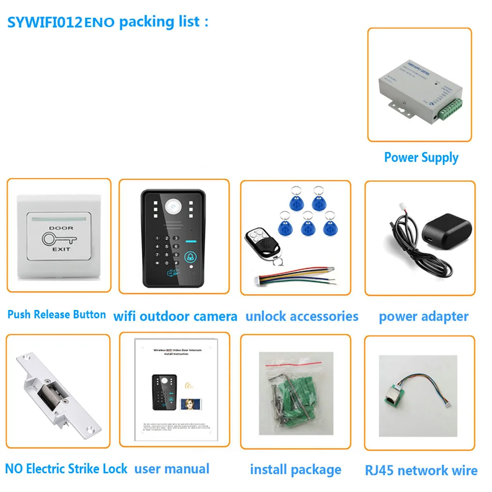 Беспроводной Wi-Fi ip RFID пароль видео дверной телефон домофон дверной звонок + система контроля доступа + Нет электрический дверной замок