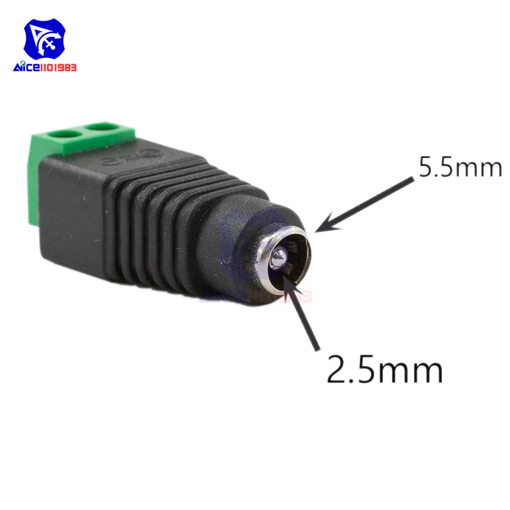 5 шт./партия, Женский Разъем питания постоянного тока, разъем 2,5x5,5 мм, проводной разъем для камеры видеонаблюдения, Светодиодная лента 5,5*2,5 мм, разъем питания постоянного тока