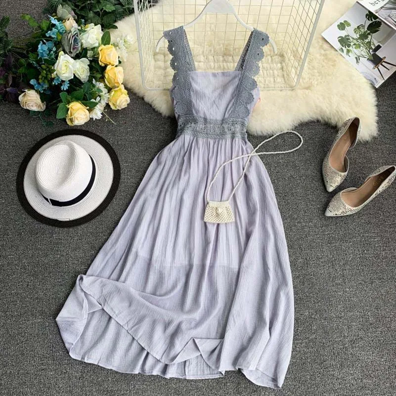 

NiceMix New 2019 Women Lace Strap Strapless High Waist Slim Retro Casual Dress Sexy Sleeveless Elegant Vestidos De Fiesta