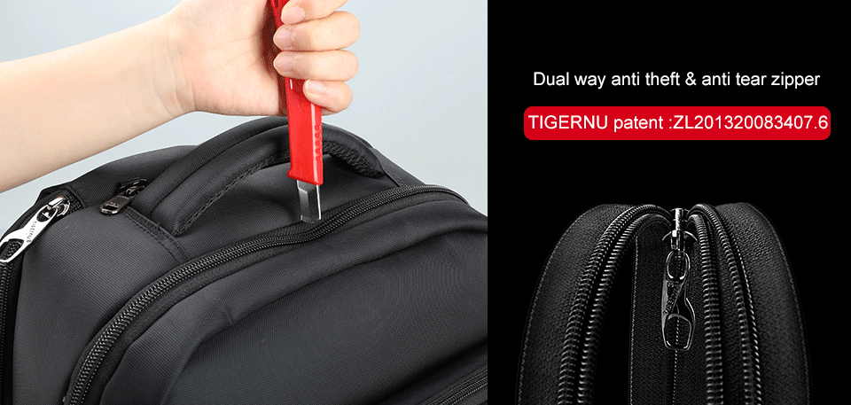 16.Dual way anti theft & anti tear zipper