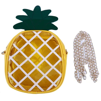 

Transparent Travel Girl Fruit Pineapple Shoulder Bag Crossbody Handbags Chain Strap Creative Women Messenger Bags New 2018
