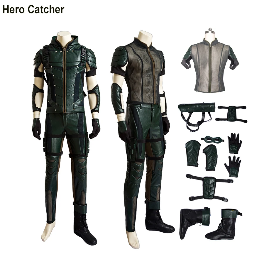 

Hero Catcher High Quality Upgraded Hero Arrow Cosplay Costume Set Oliver Cosplay Costume Set Arrow Season 4 Oliver Costume