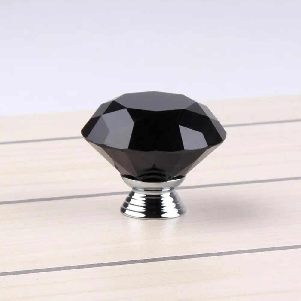 Unique Black Diamond Shape Crystal Ball Door Knobs Zinc Alloy Pull
