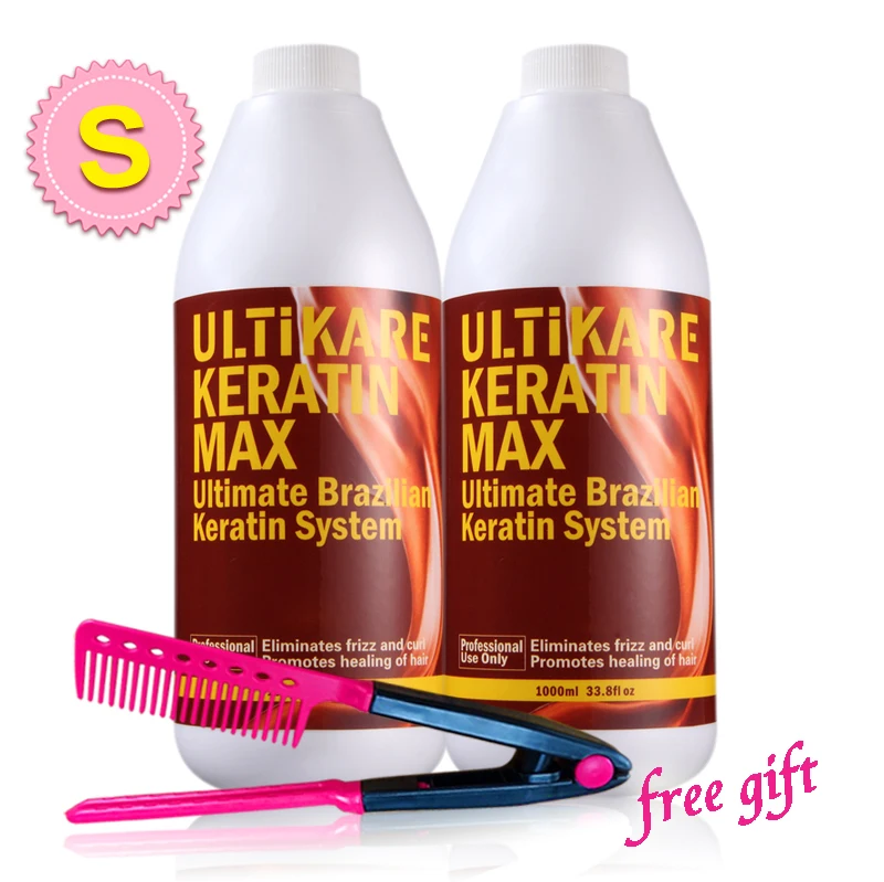 

8% Formaldehyde Brazilian Keratin Treatment Straightening Shiny Smoothy Your Strong Dry Hair with Free Portable Red Comb