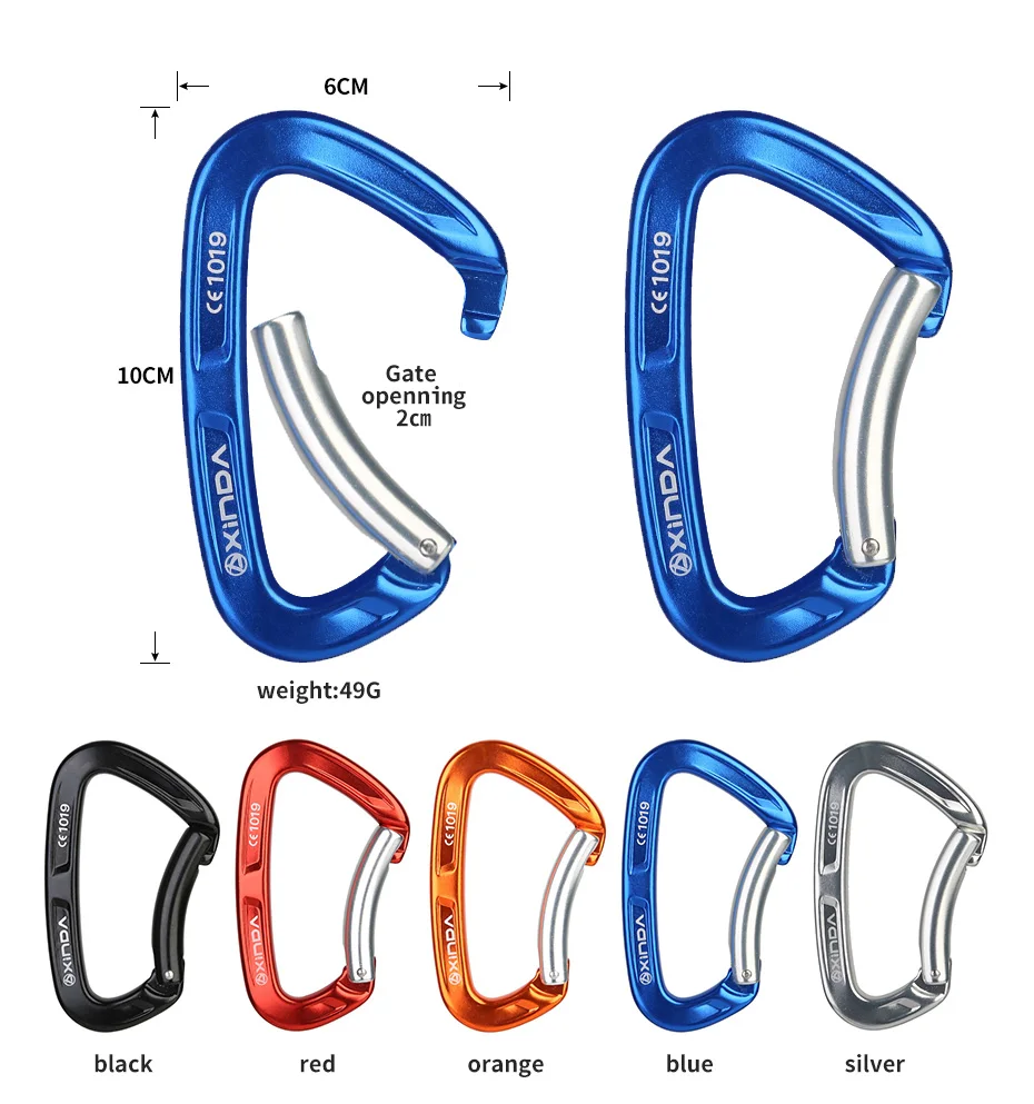 XINDA Высокое качество Профессиональный 25KN скалолазание Бент Quickdraw Пружинные ворота алюминиевый карабин наружное оборудование