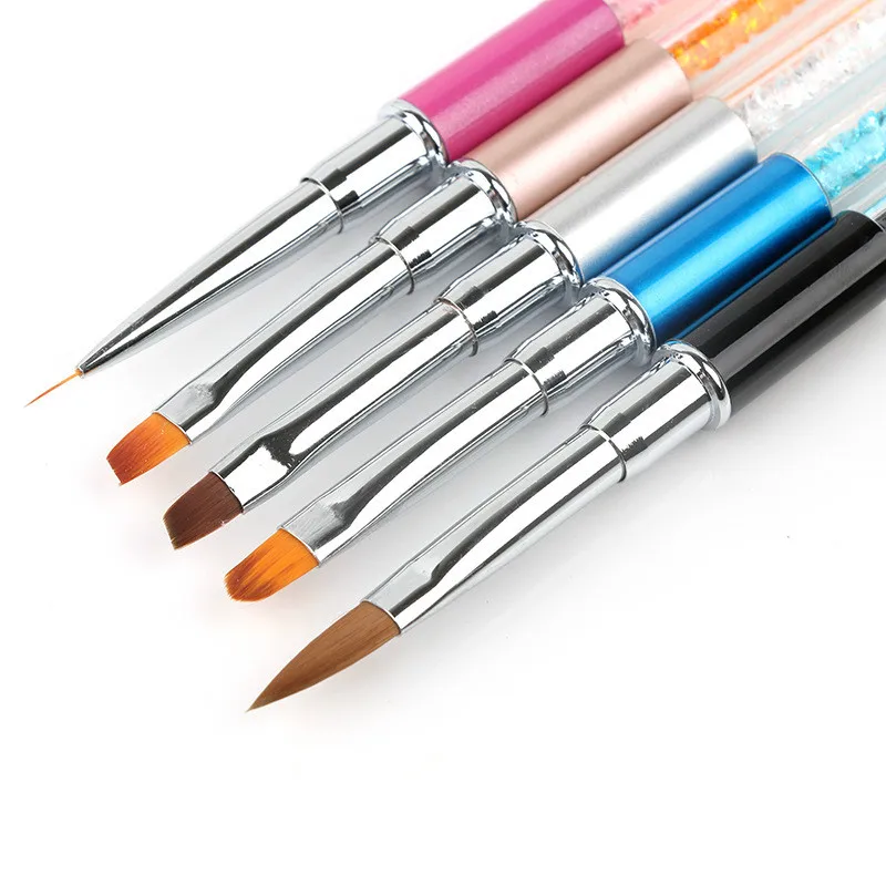1pcs Rhinestone Handle Nail Brush Pen for Acrylic Crystal UV Gel Polish