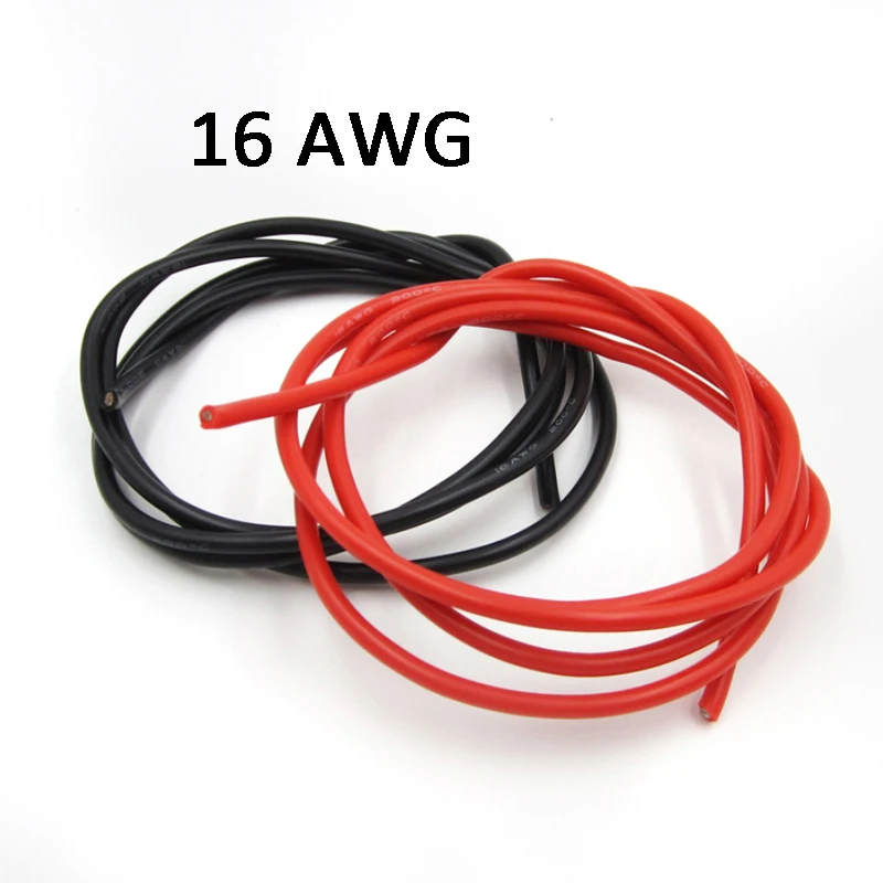 Black Red 2M 10/12/14/16 AWG Gauge Wire Flexible Silicone Copper Cables For RC 