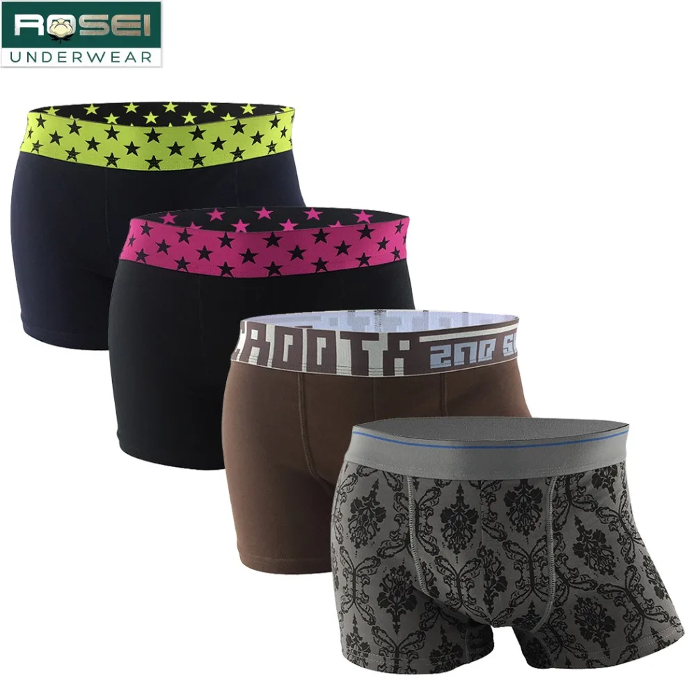 Mens Cotton Boxer Shorts Male Underwear Boxers Elasticity Cotton Underwear Men Boxers Homme Cueca Boxer Shorts Sexy Man 4pcsLot