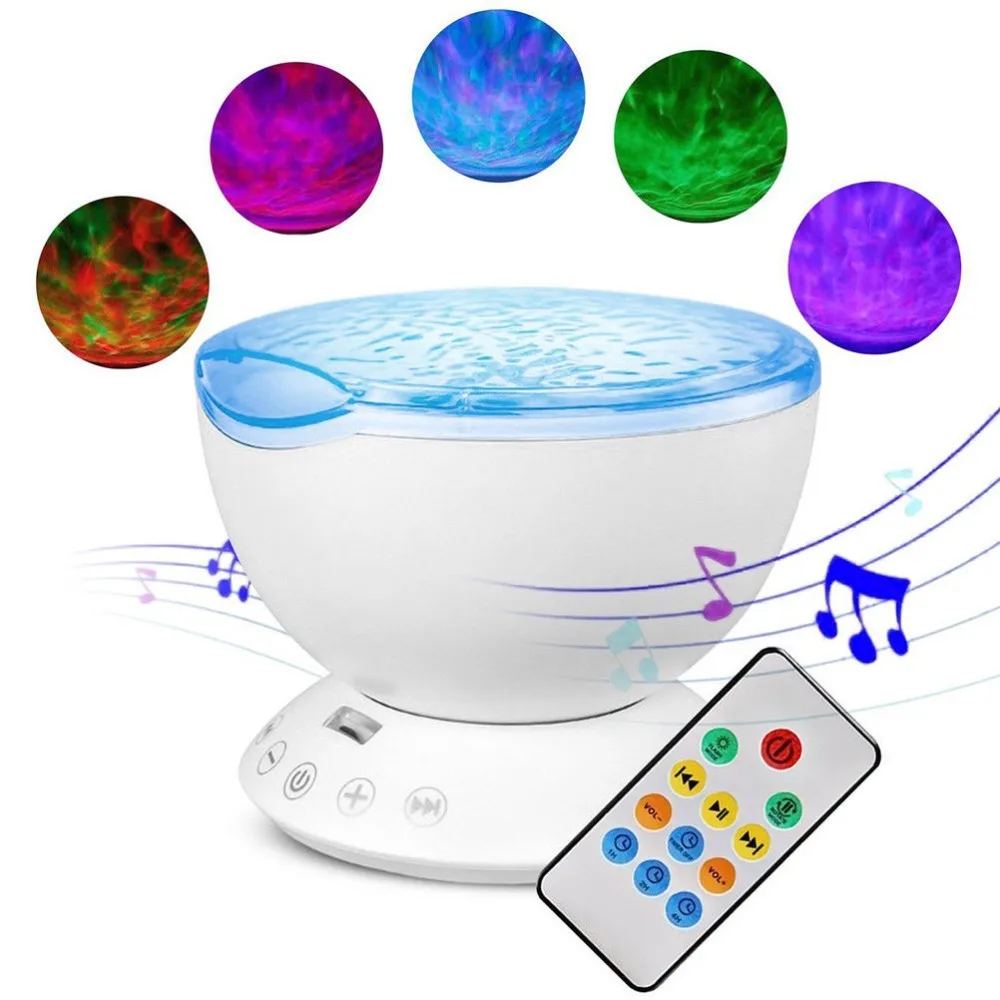 

7 Colors Changing LED Star Light Projector TF Card With USB Port Ocean Wave Projector with Mini Music Player For Home Kids Gift