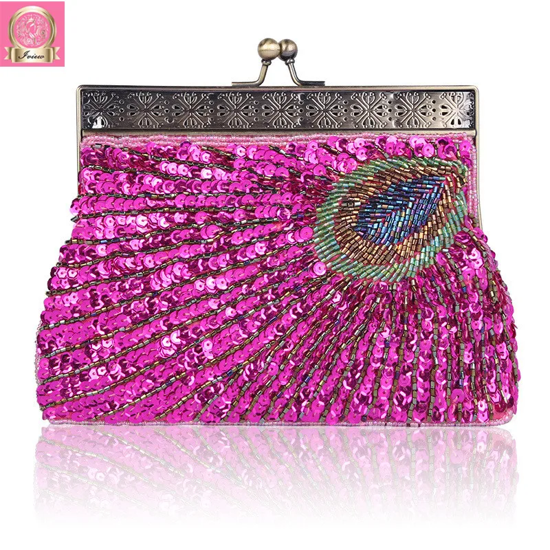 Женский роскошный дизайнерский клатч, свадебные сумочки, вечерние сумочки, женские вечерние сумочки, сумочки с бисером, кошельки со стразами в стиле ретро - Цвет: F